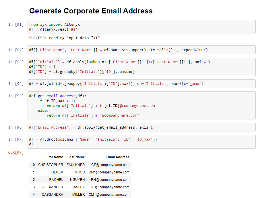 Challenge #371: Generate Corporate Email Addresses - Alteryx Community