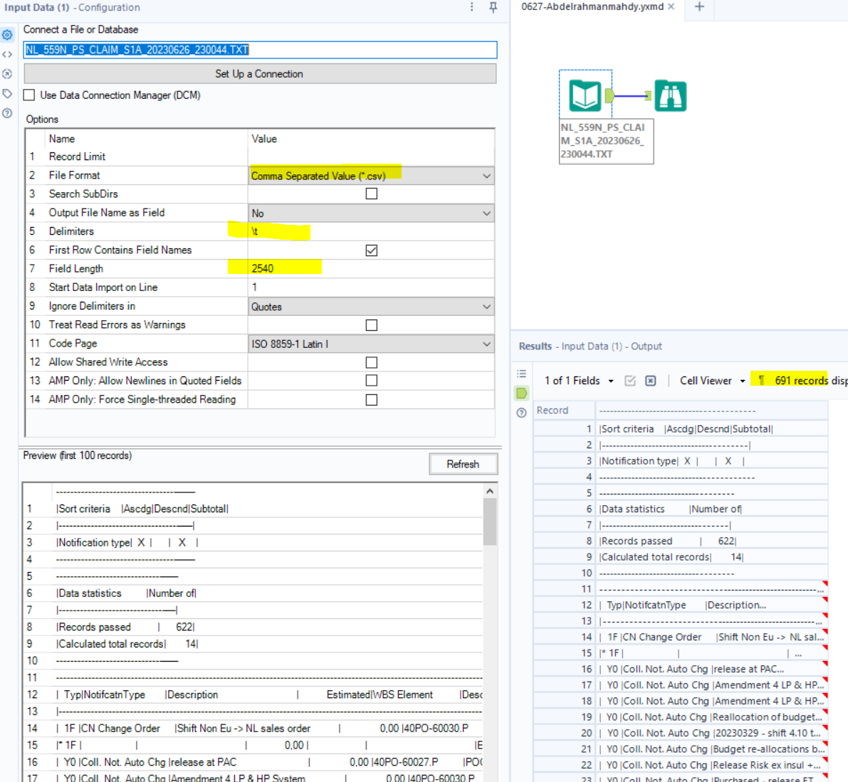 lines are deleted because of extra delimiters Alteryx Community