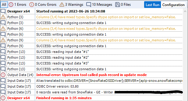 Log messages when running the workflow from Alteryx Server