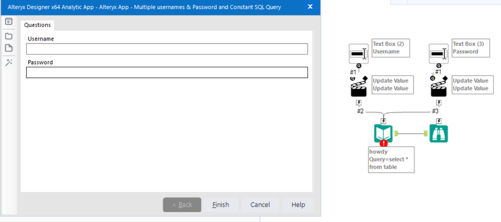 Alteryx App - Multiple usernames & Password and Constant SQL Query snap.PNG