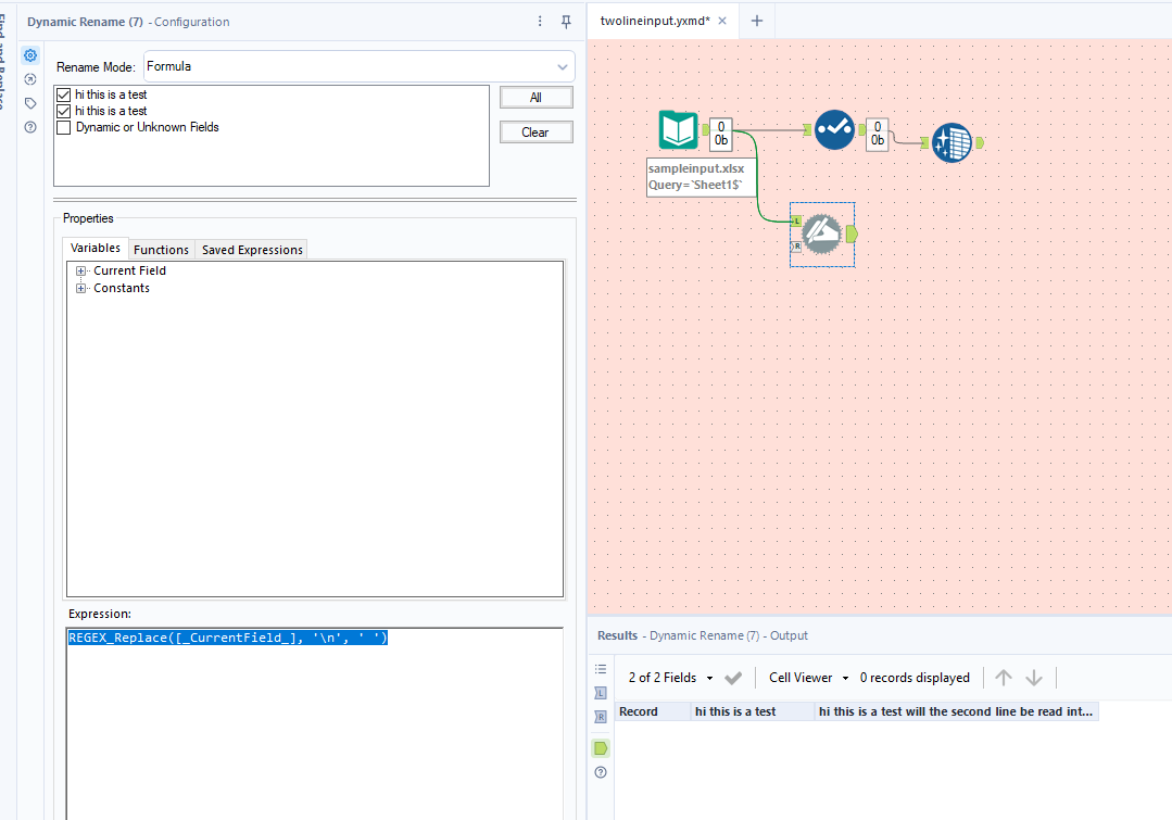Reading from excel embedded newlines. Putting co... Alteryx Community