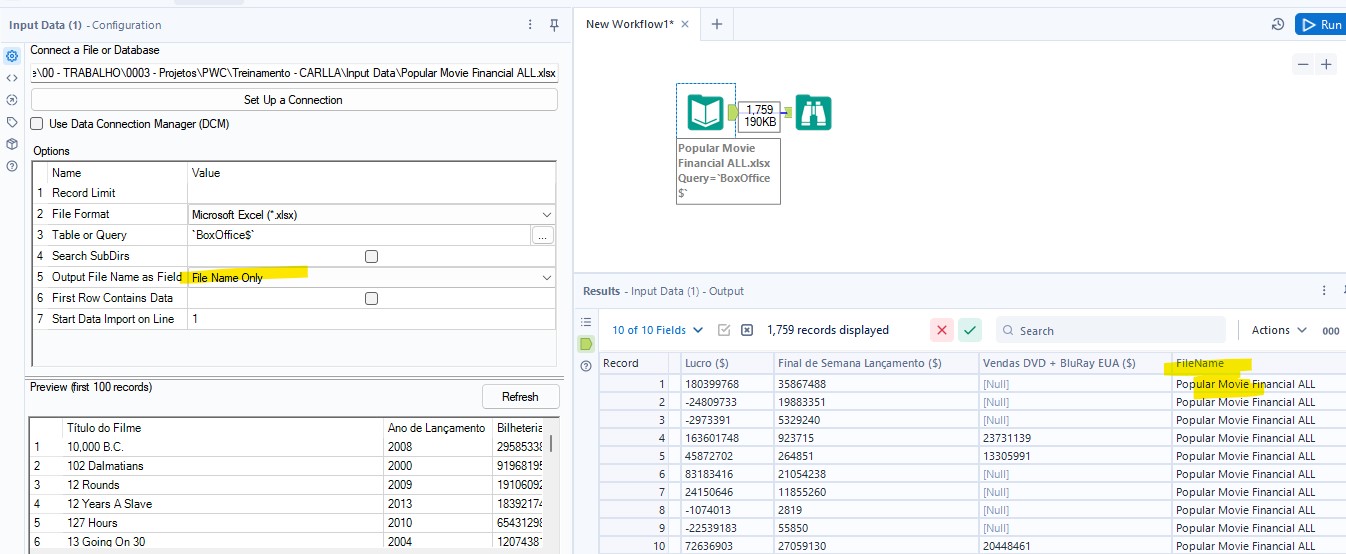 Leitura de arquivo dinâmico para execução da query - Alteryx Community