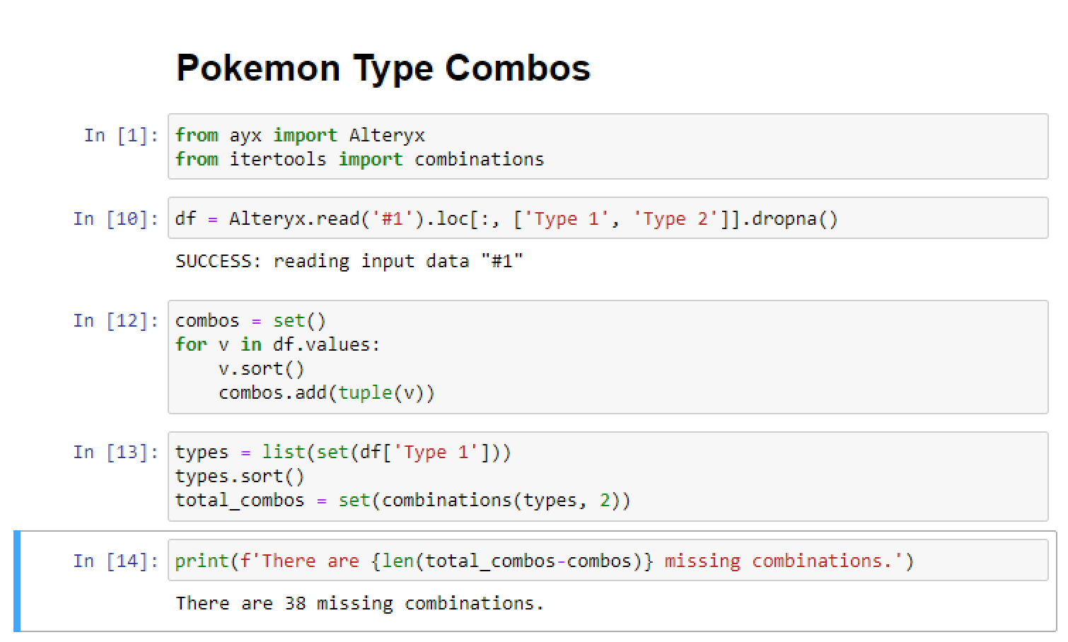 Challenge #391: Which Combinations of Pokémon Type - Page 2 - Alteryx  Community
