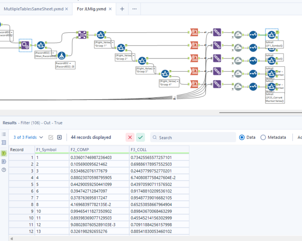 Solved Combine Multiple Tables Of Varying Lengths On A Si Alteryx Community 1110