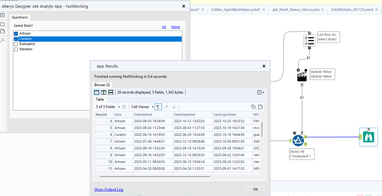 Solved: App is working using Drop down tool but not workin... - Alteryx ...