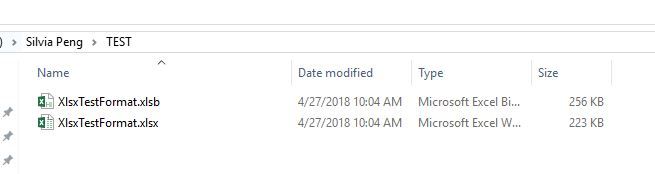 Test source files xlsb & xlsx