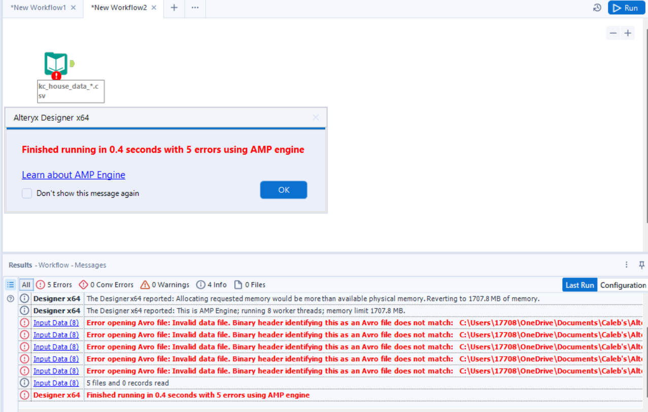 AMP engine error Alteryx Community