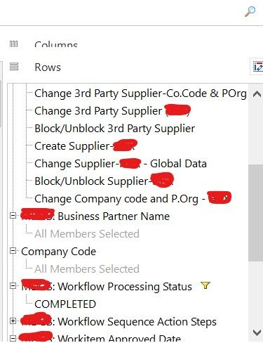 Filters that must be incorporated in the SAP BW Read Tool