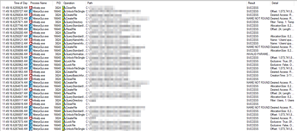 figure 1 – Alteryx processes intermixed with McAfee ATP