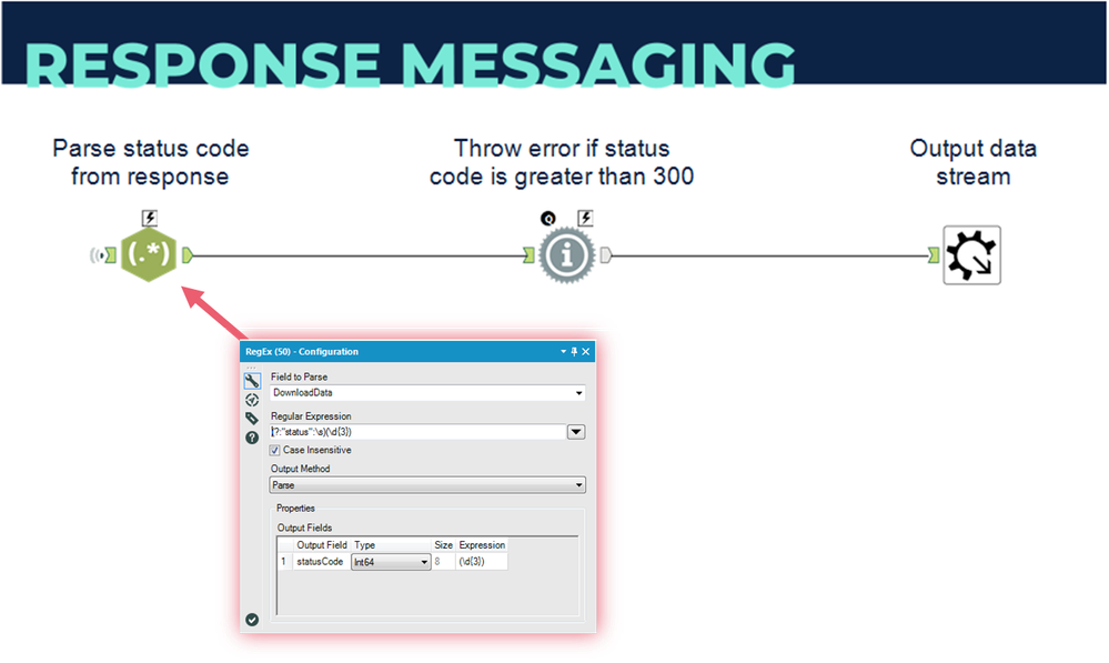 Figure 6: Screenshot of the Response Messaging section of the engine macro