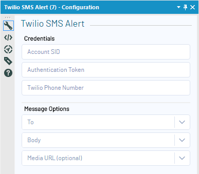 Figure 1:  Twilio SMS Alert configuration interface