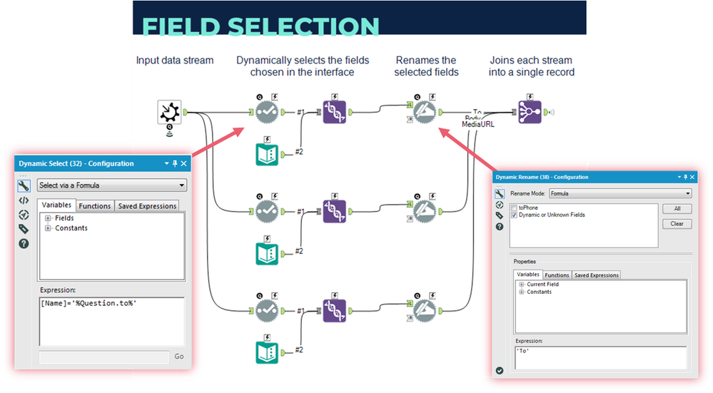 Figure 4:  Screenshot of the field selection section of the engine macro