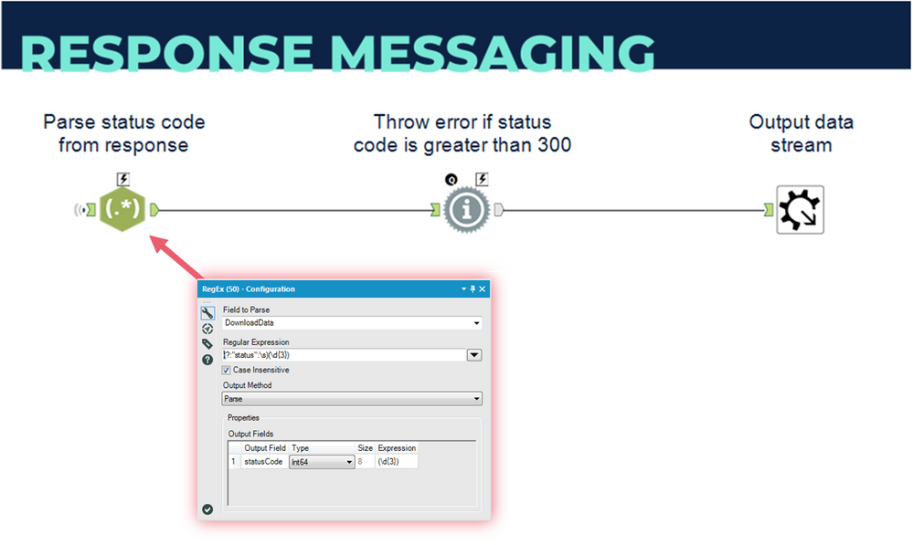 Figure 6:  Screenshot of the Response Messaging section of engine macro