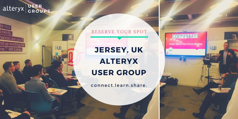 RSVP for the Jersey Alteryx User Group Meeting 16/08