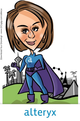Caricature of me from Alteryx Inspire 2017 - "I know Alteryx... what's your superpower??"