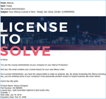 The license administrator receives an email like this, with all licenses associated to an order.