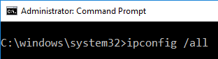 Use "ipconfig /all" to quickly identify the IPv4 address.