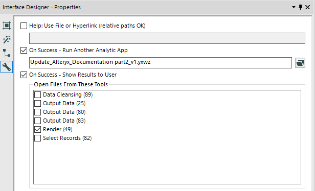 Properties of first link of application