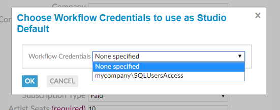 Administrators can now configure default credentials for studios