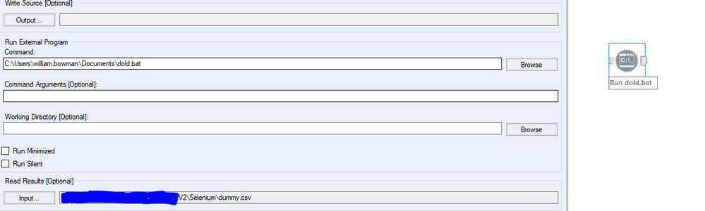 Solved: command and bat file run fine in cmd, but error in - Alteryx  Community