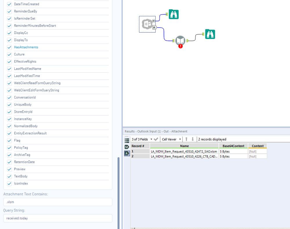 attachment filter and output