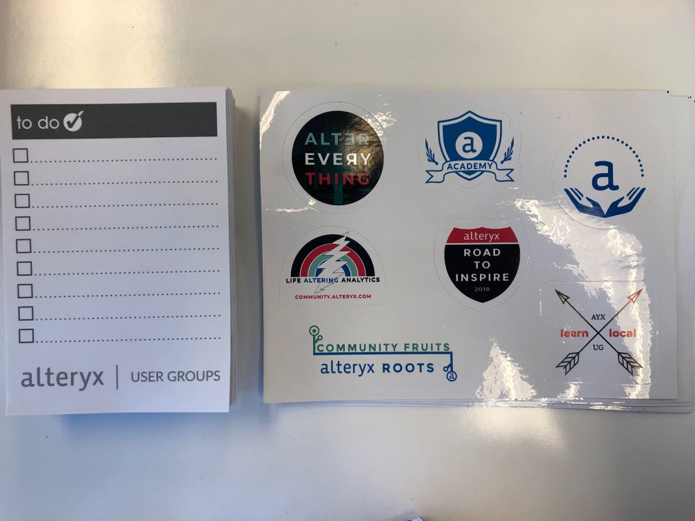 Alteryx Notepads and Stickers!