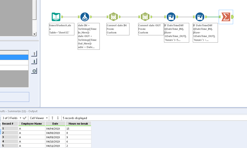 Solved Calculating Time In Time Out And Break Time Alteryx Community