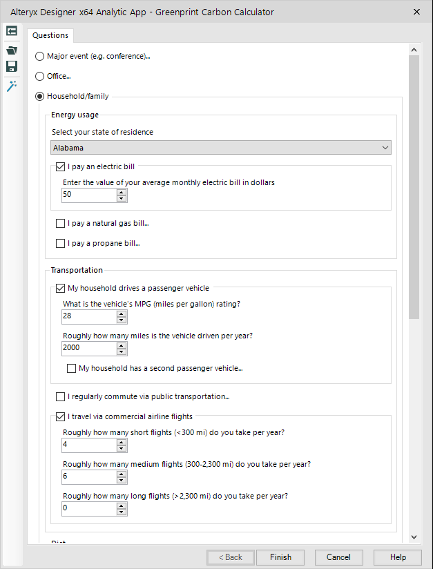 The Greenprint Carbon Calculator interface.