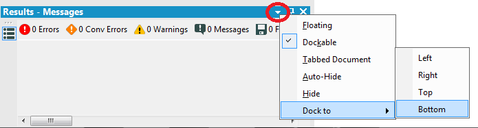 Using the menu to assign docking position