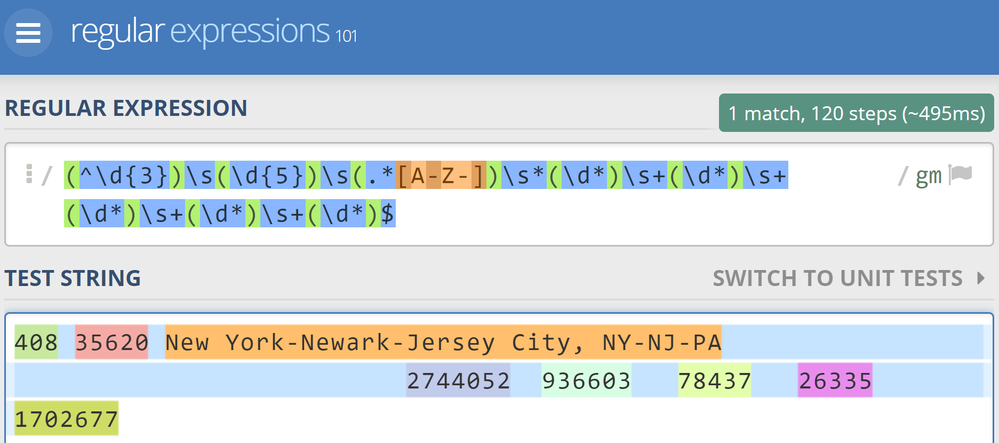 Having fun with RegEx 101 to come up with the harder parts of the solution