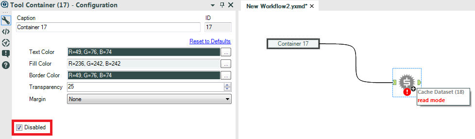 read mode container disabled