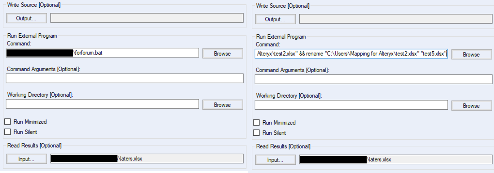 Solved: Run Command Tool - cmd.exe runs perfectly until I  - Alteryx  Community