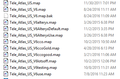 My current list of .map files
