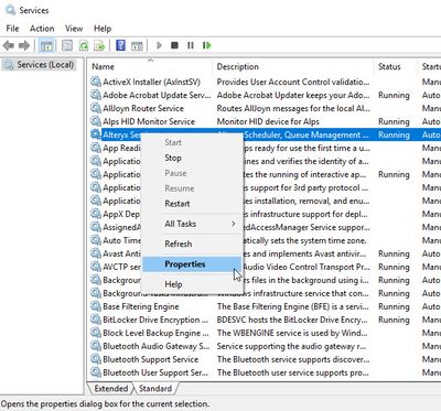 From Services, right-click on AlteryxService.